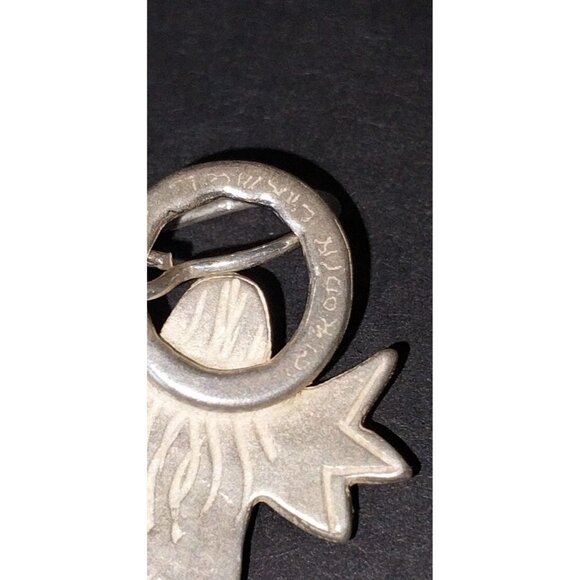 Sterling Silver Angel Dangle Earrings With Etched Details Signed And Marked - Picture 3 of 4